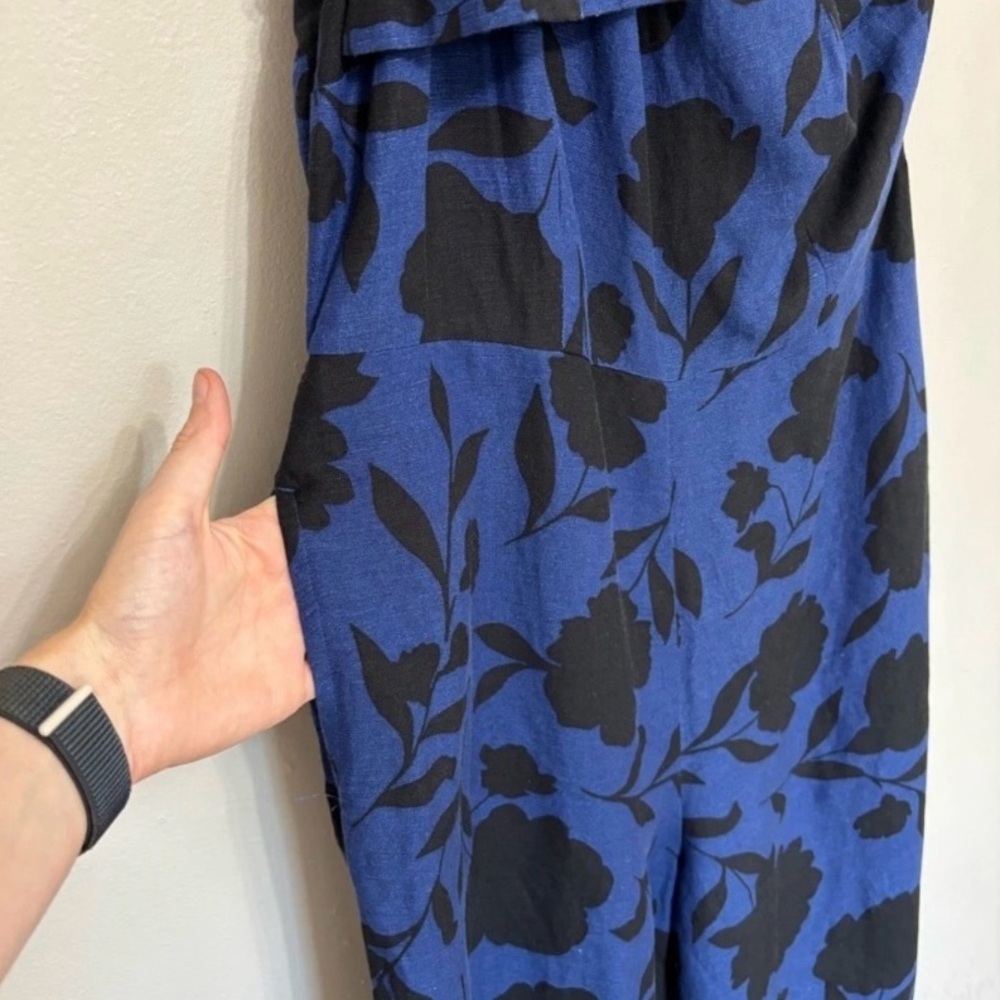 Kate Spade Floral One-Shoulder Jumpsuit in Blue and Blackπβ¨π€55%Linen / 45% Rayon - Picture 8 of 12
